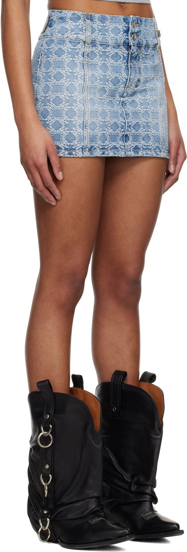 Пола AMIRI AMIRI MA Quad Jacquard Denim Miniskirt Синьо | AWDNKR1006, 1