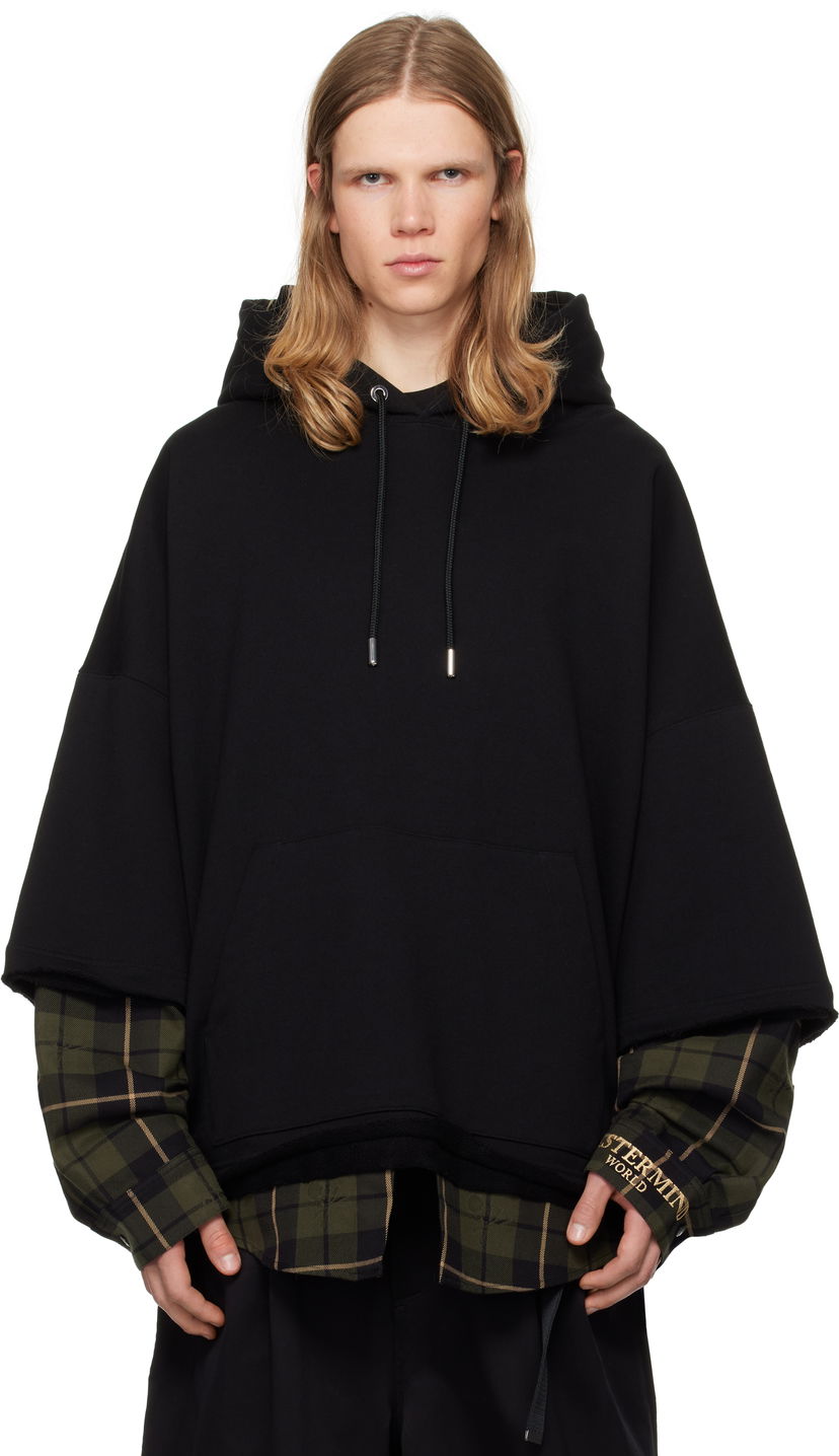 Суитчър Mastermind WORLD Layered Boxy Hoodie Черно | MW24S13-SW008-900