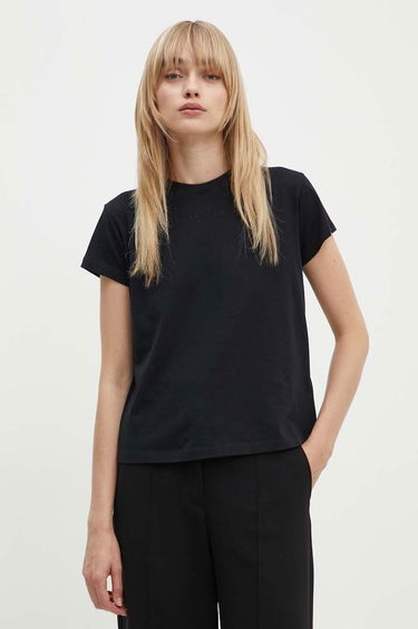 Тениска Maison Margiela MM6 Maison Margiela Black Embroidered Logo T-Shirt Черно | S52GC0247.S24312, 3