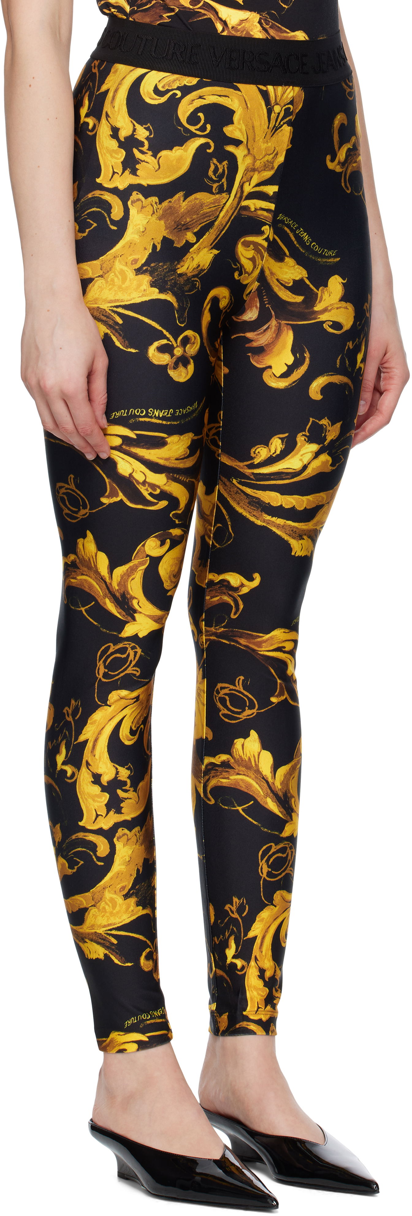 Клинове Versace Versace Jeans Couture Barocco Lycra Leggings Черно | E79HAC101_EJS501, 1