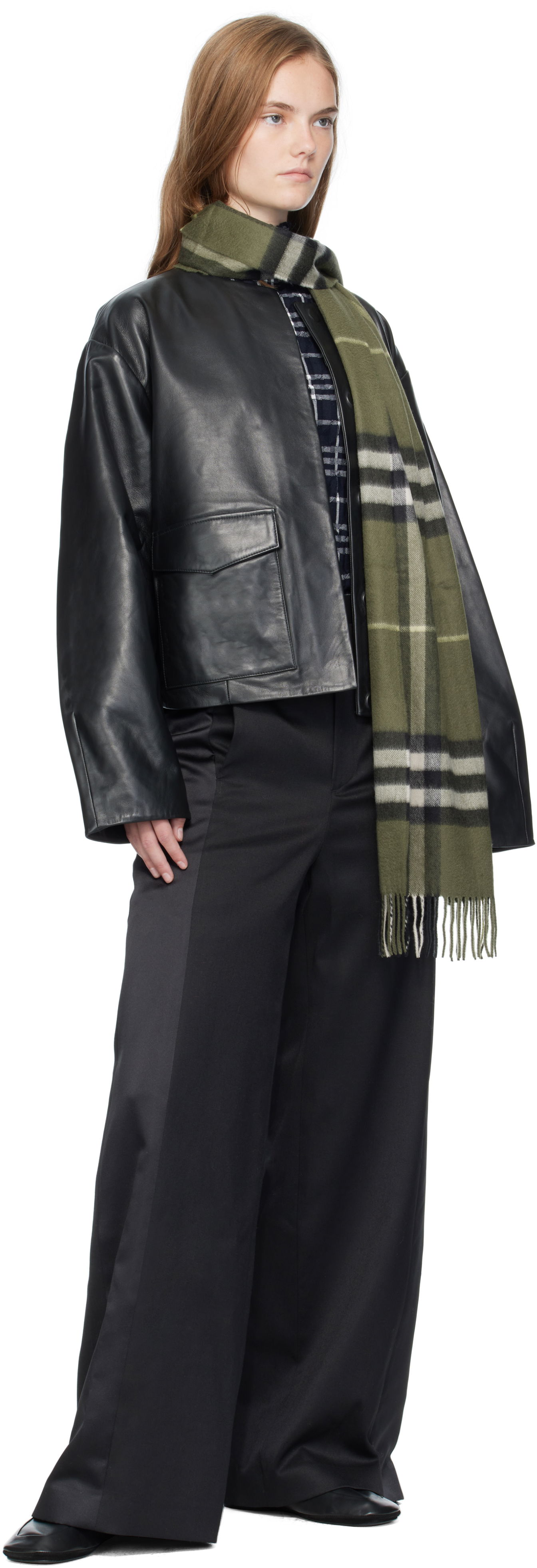 Шал Burberry Burberry Check Cashmere Scarf Зелено | 8112646, 1