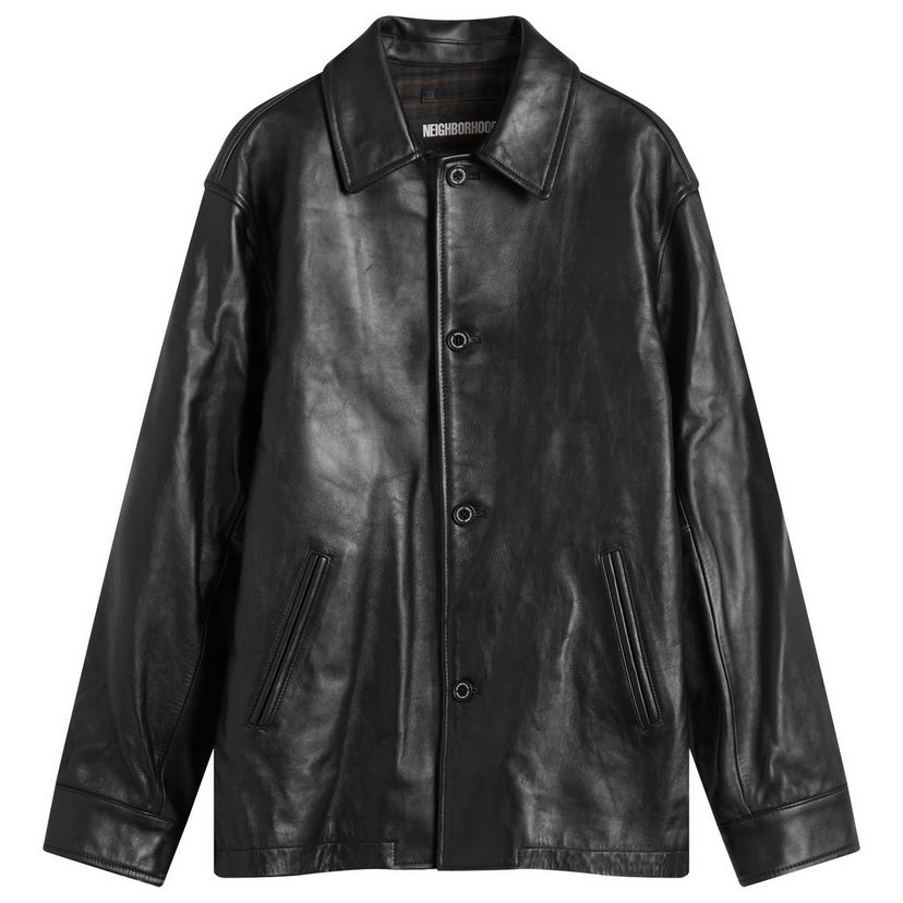 Палта Neighborhood Leather Car Coat Черно | 252SZNH-JKM06-BLK