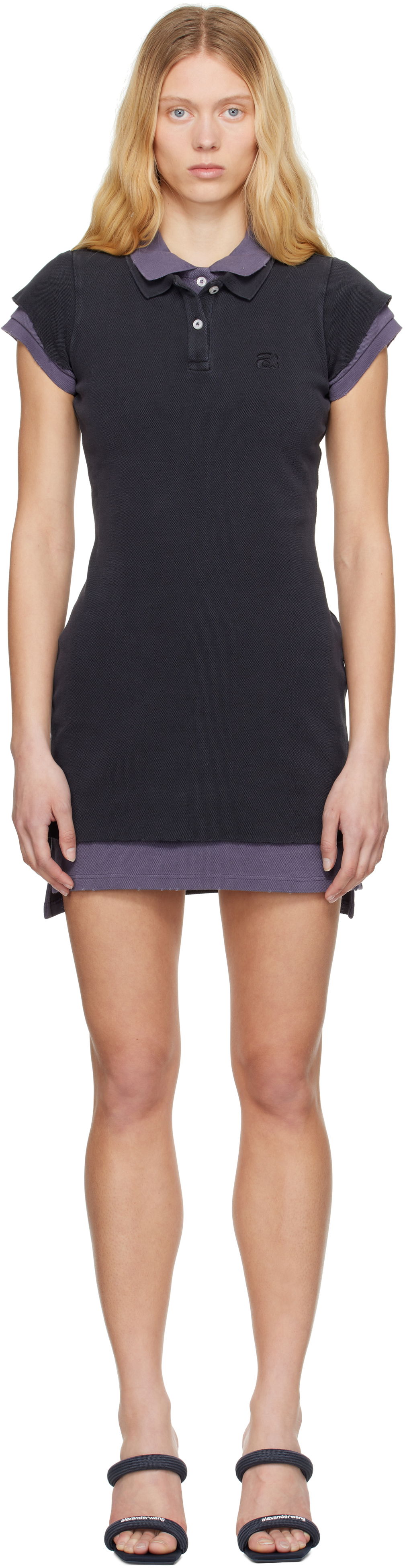 Pокля Alexander Wang Alexander Wang Layered Polo Mini Dress Черно | 4CC2256297, 0