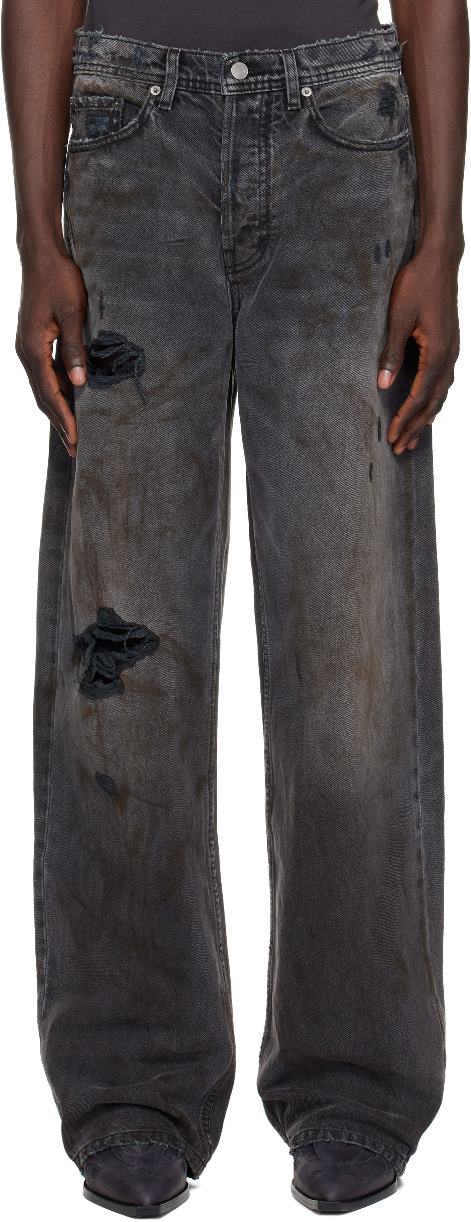 Дънки Enfants Riches Déprimés Distressed Denim Jeans Черно | 050-379, 0