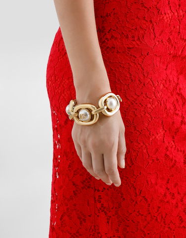 Гривна Dolce & Gabbana Dolce & Gabbana Gold Metal Maxi-Bracelet with Pearls and DG Logo Металик | WBR2E2W1111ZOO00, 1