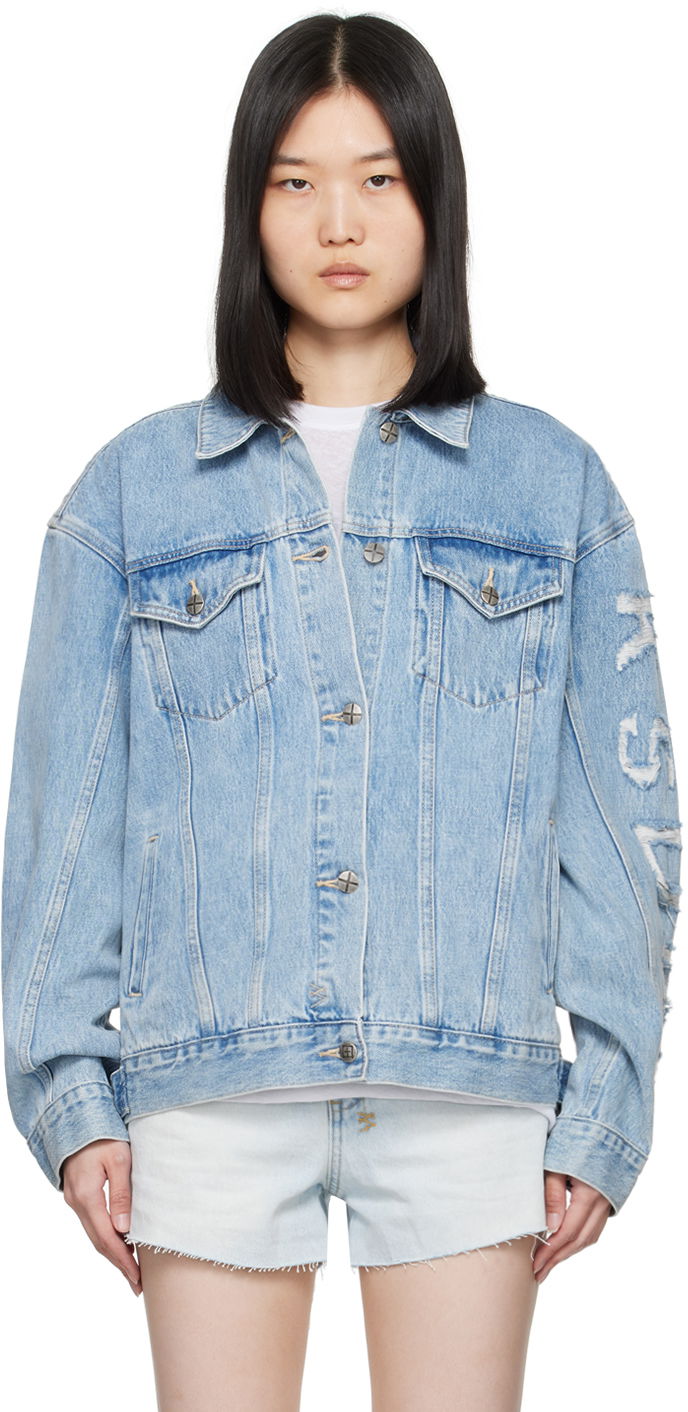 Яке Ksubi Blue Oversized Torn Up Denim Jacket Синьо | WPF24JK002