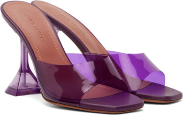 Грижа за обувките Amina Muaddi Amina Muaddi Lupita Glass Slipper Heeled Sandals Лилаво | LUPITA GLASS SLIPPER CL PLEXI PV, 3