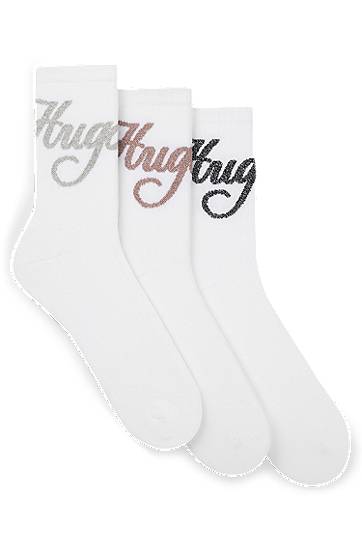 Чорапи BOSS Three-pack of short-length socks with sparkly logos Бяло | 50546384, 0