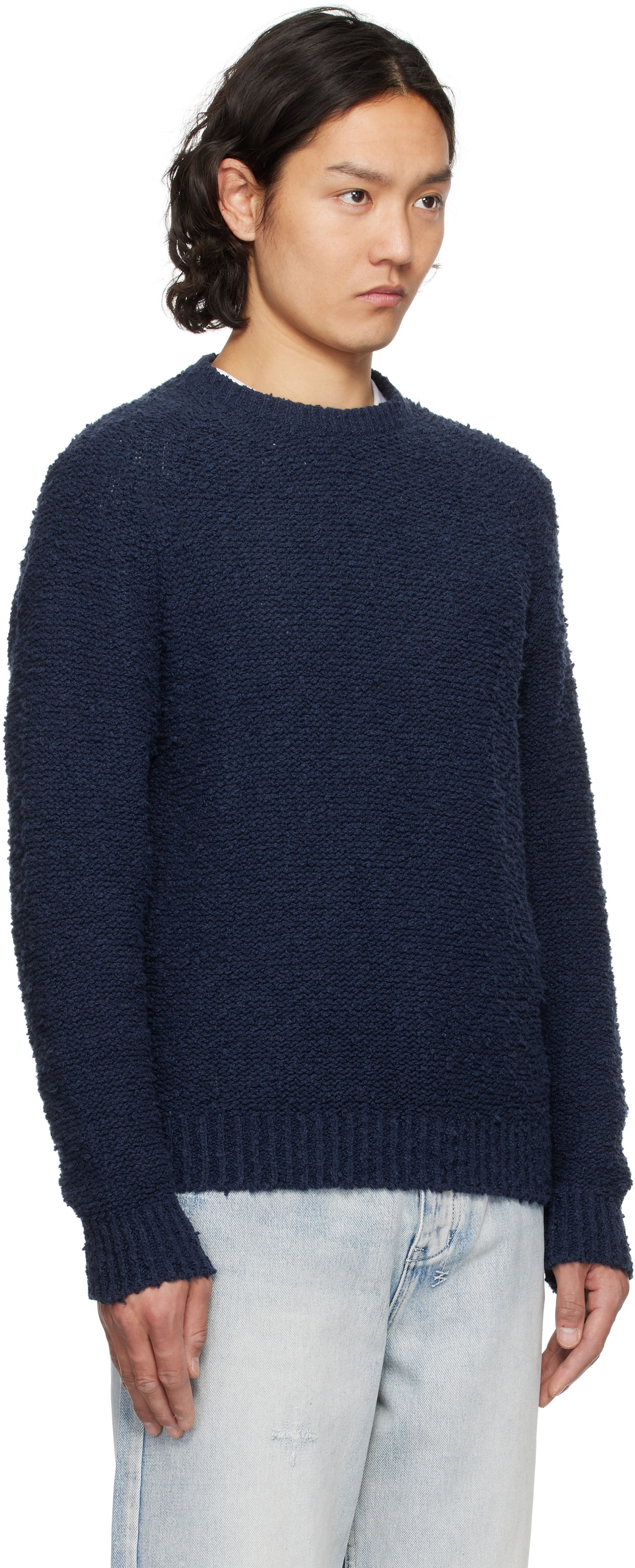 Пуловер Noah Noah Popcorn Yarn Sweater Тъмно синьо | SW090SS25BLU, 1
