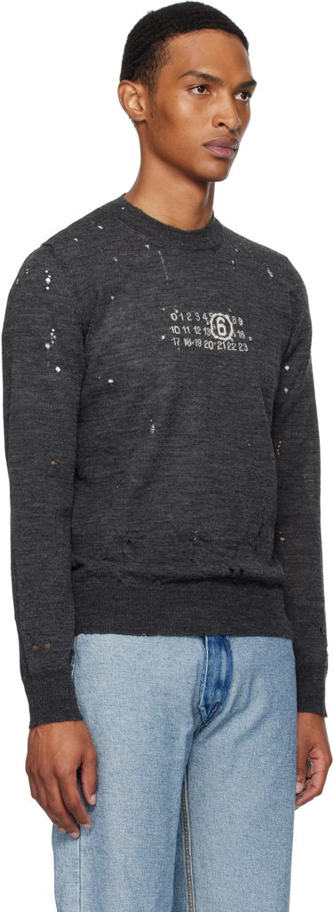 Пуловер Maison Margiela MM6 Maison Margiela Distressed Wool Sweater Бяло | SH0HL0033 M13134, 4