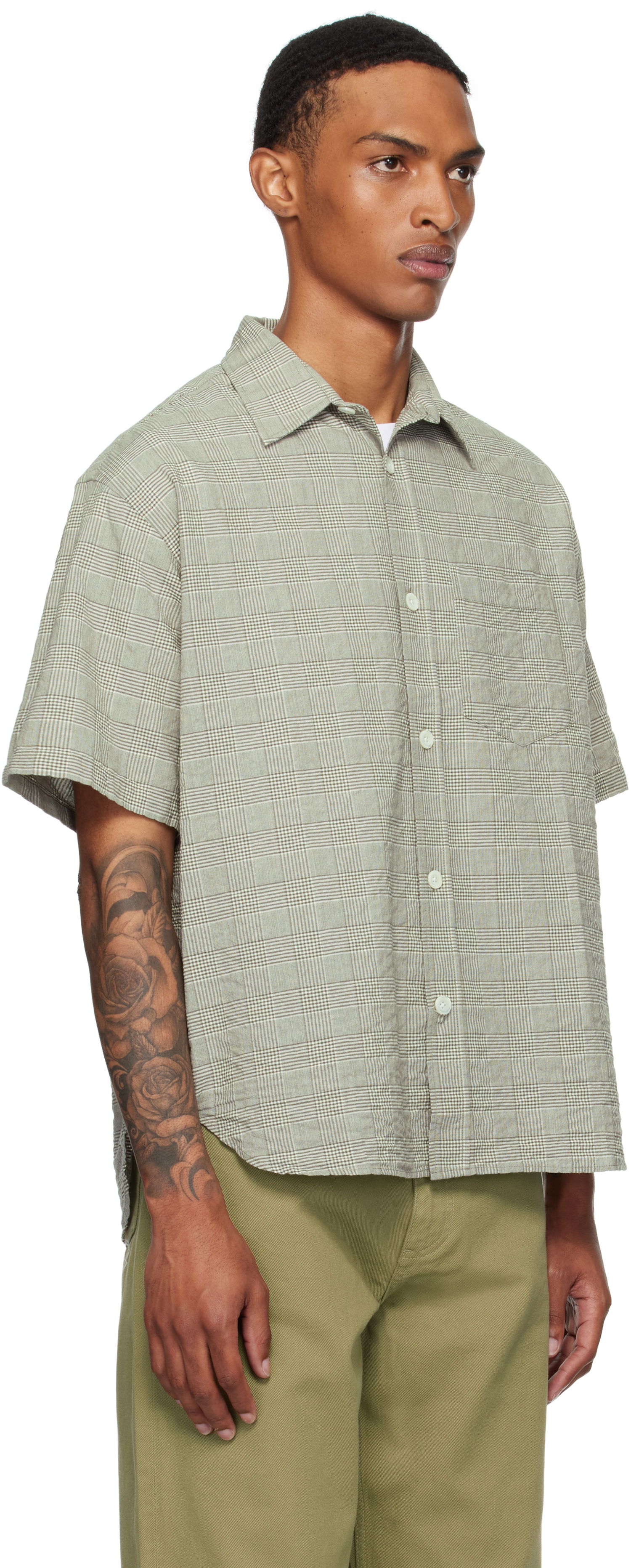 Риза NORSE PROJECTS Norse Projects Mo Oversized Check Short Sleeve Shirt Зелено | N40-0827, 1