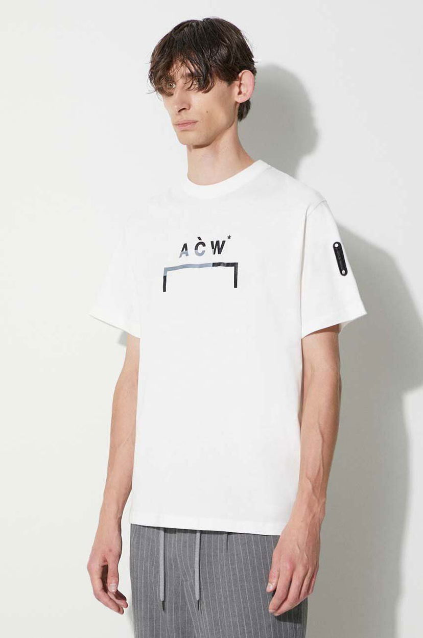 Тениска A-COLD-WALL* Strata Bracket T-Shirt With Print Бяло | ACWMTS157C