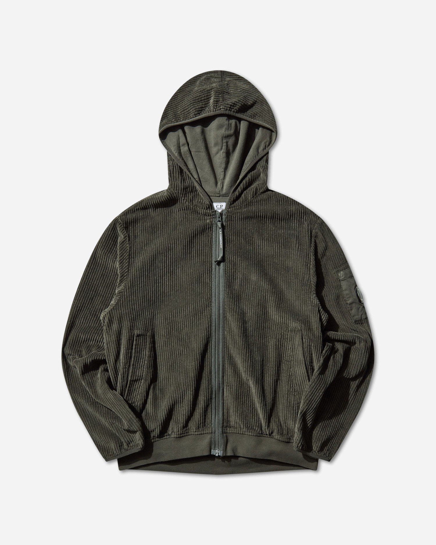 Суитчър C.P. Company Corduroy Zipped Hoodie Зелено | 19CMSS217A-110472G 978, 1