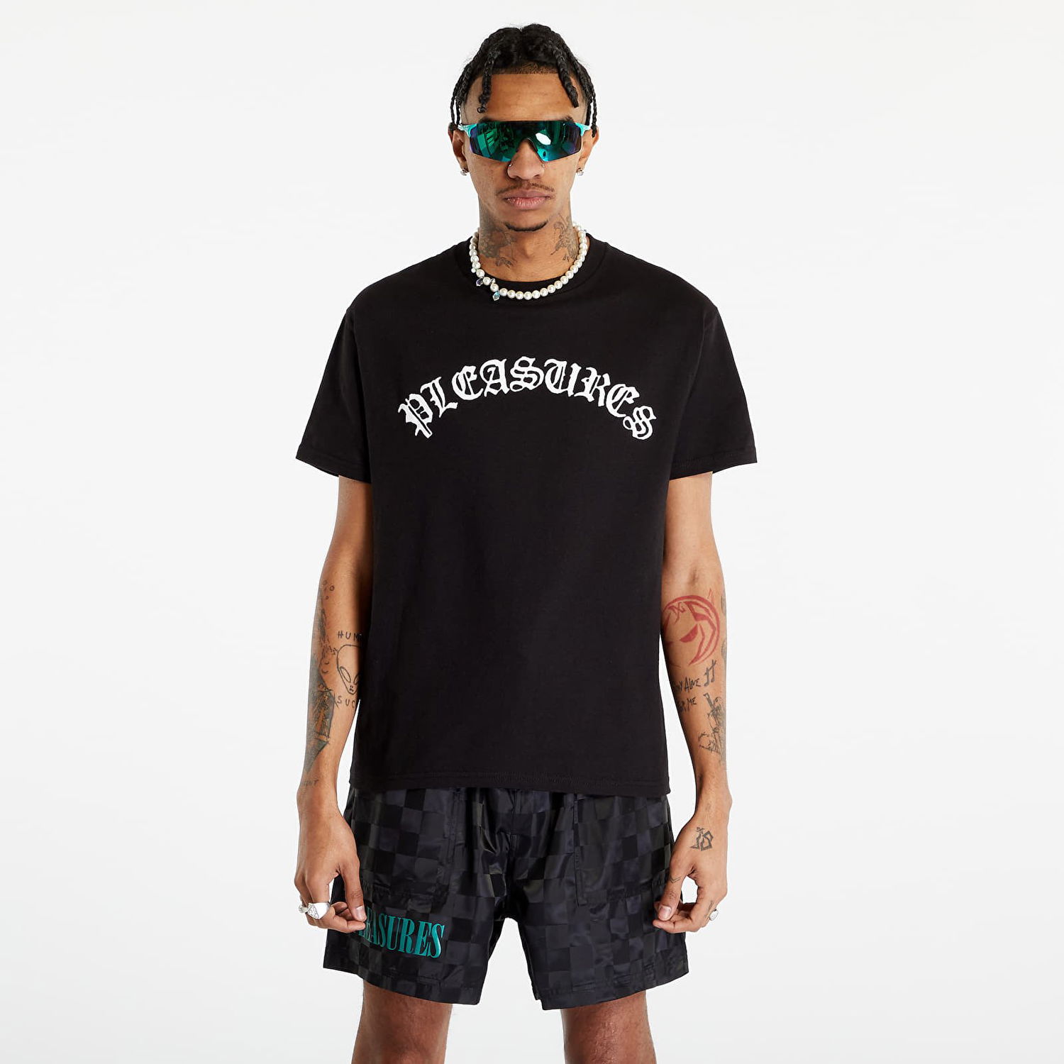 Тениска Pleasures Old E Logo T-Shirt Черно | P23SP063 BLACK, 1
