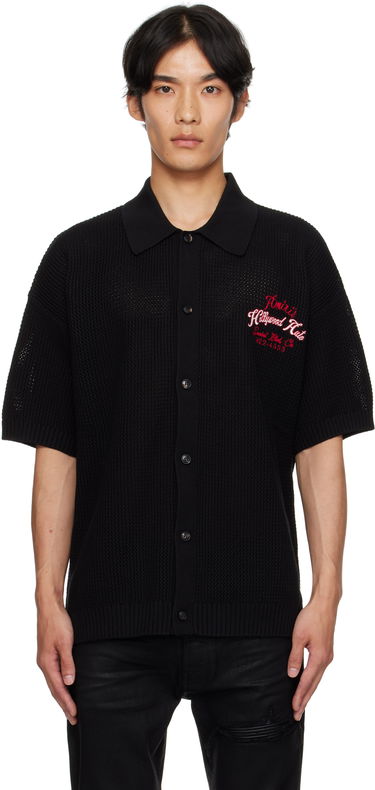 Поло тениска AMIRI AMIRI 'Hollywood Auto' Mesh Polo Shirt Черно | AMKNIR1028, 0