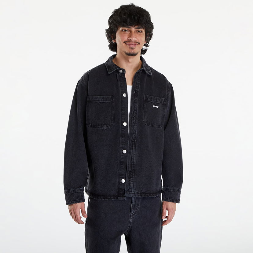 Яке OBEY Winston Shirt Jacket Faded Black Черно | 121160057-FBL