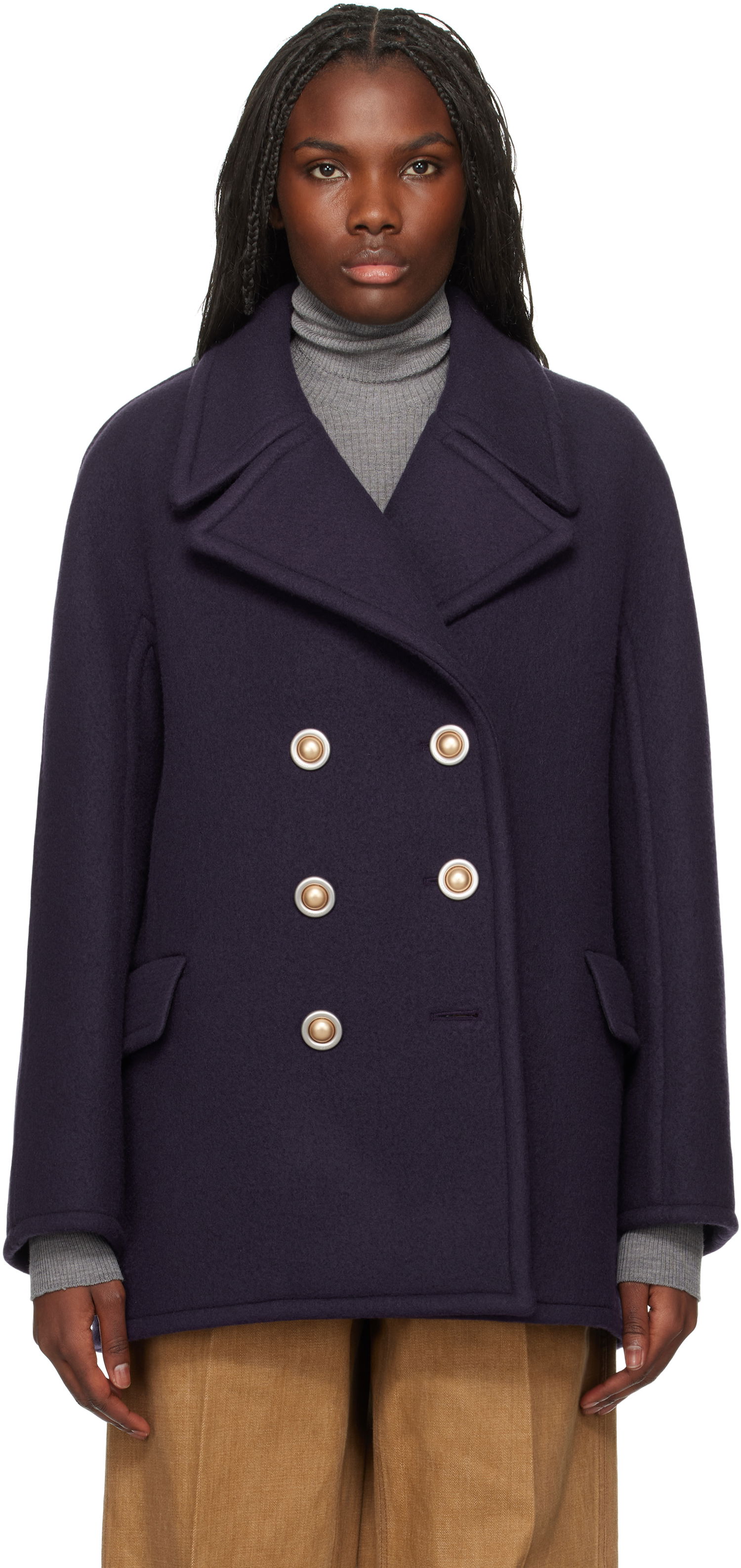 Палта LANVIN Double-Breasted Peacoat Тъмно синьо | RW-CO0007-5958-A24, 0