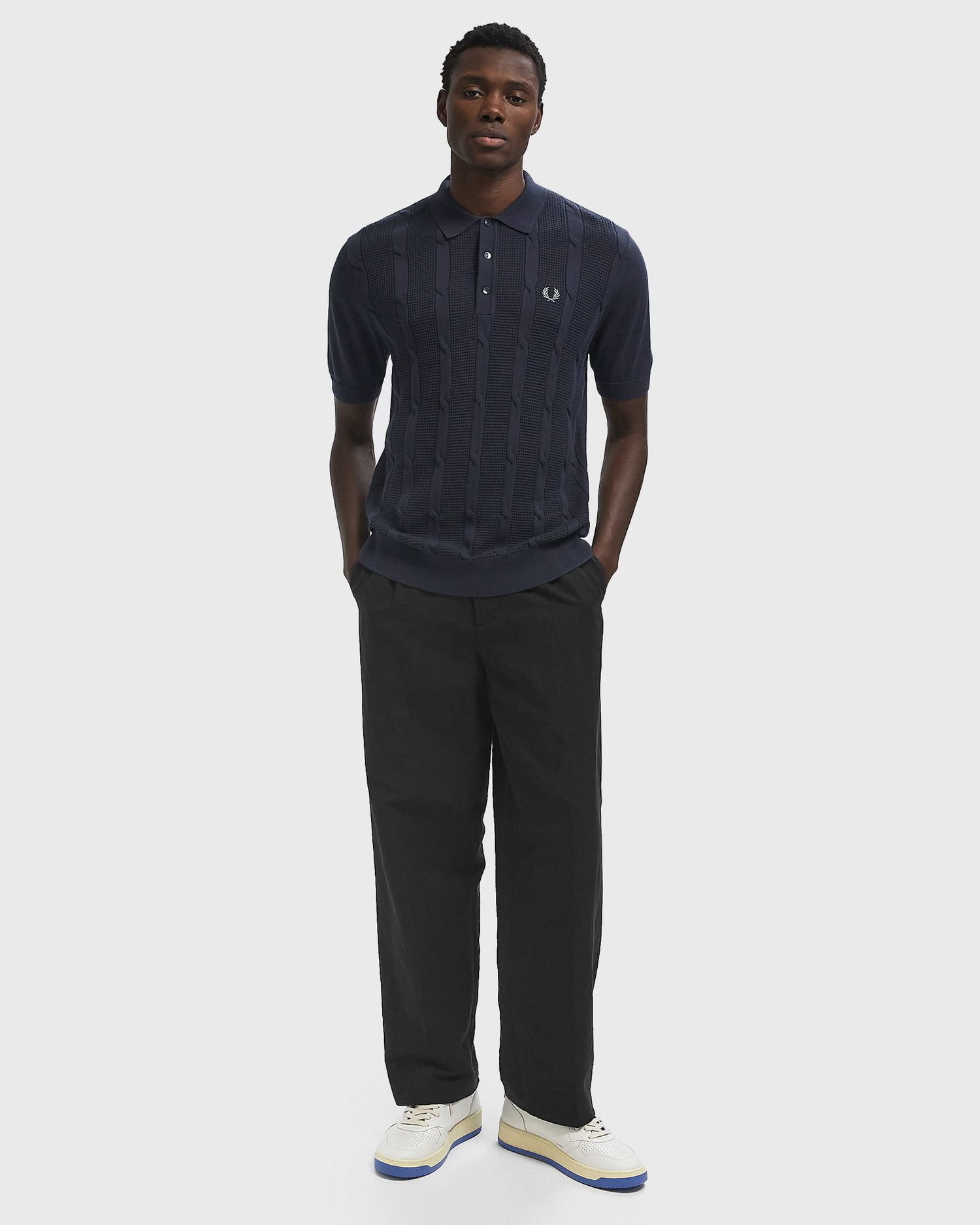 Поло тениска Fred Perry Cable Knit Polo Shirt Тъмно синьо | K1313-738, 1