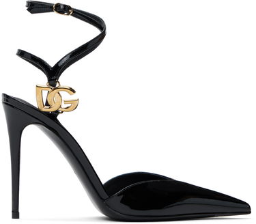 Кецове и обувки Dolce & Gabbana Lollo Patent Leather Slingback Heels Черно | CG0726 AP622, 0
