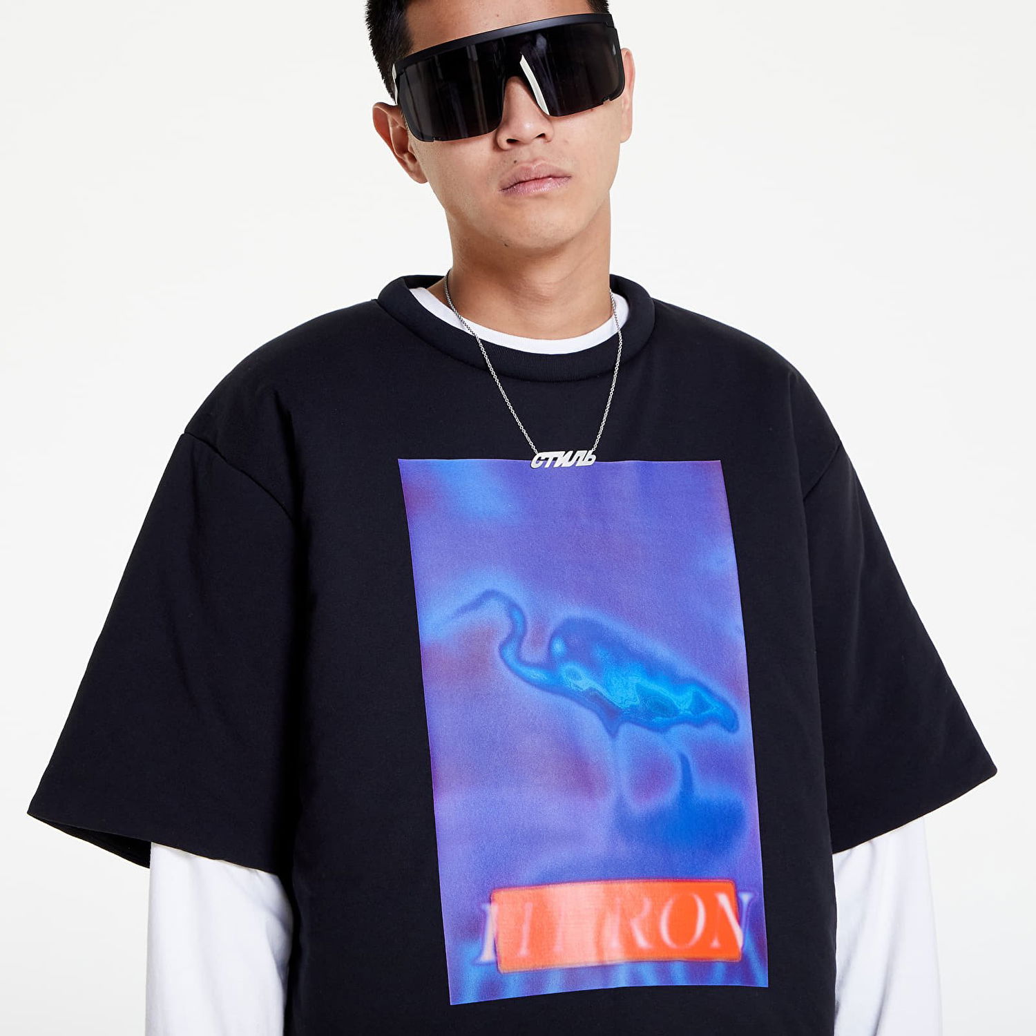 Тениска HERON PRESTON Censored Padded Tee Черно | HMAA033F22JER0011046, 1