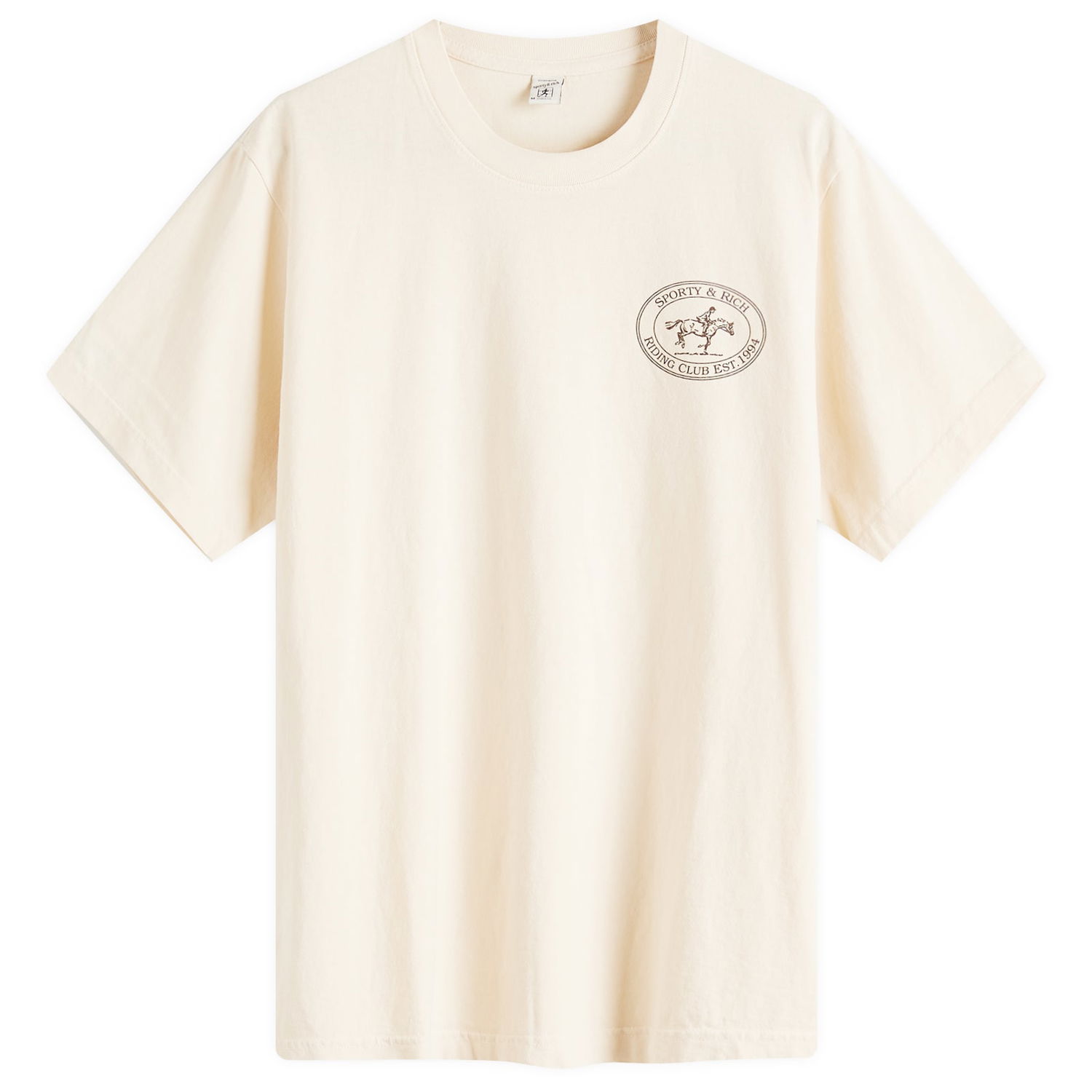 Тениска Sporty & Rich Sporty & Rich Riding Club T-Shirt, Size Large Бежово | TO043612244CR01, 0