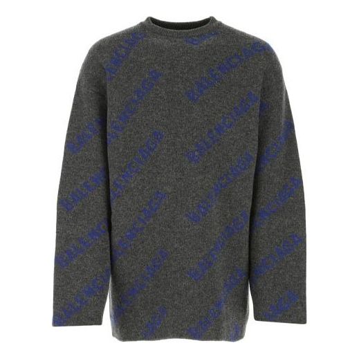 Пуловер Balenciaga Intarsia Knit Logo Jumper Сиво | 623283T15671035