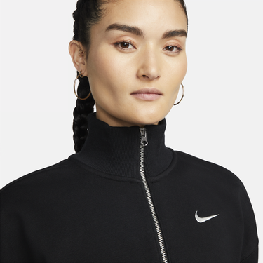 Суитчър Nike Phoenix Fleece  1/2-Zip Oversized Crop Sweatshirt Черно | DQ5767-010, 4