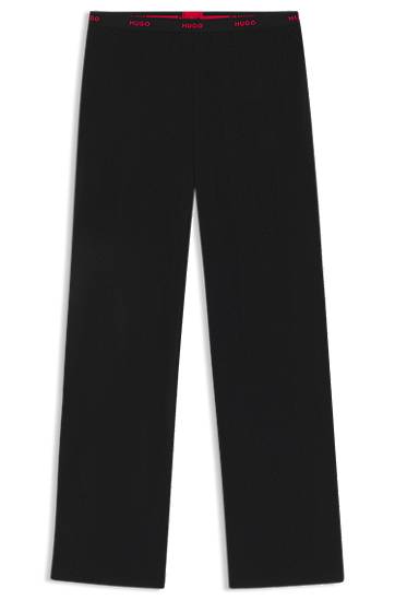 Пижама BOSS Stretch-cotton pyjama bottoms with repeat-logo waistband Черно | 50555624