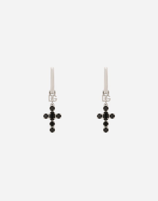 Dolce & Gabbana Rhinestone Cross Pendant Earrings