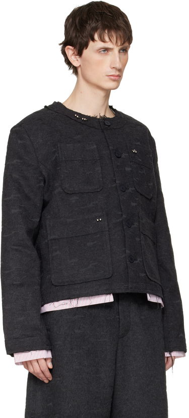 Яке Charles Jeffrey Loverboy LOVERBOY Piercing Distressed Collarless Jacket Черно | 052020301, 1