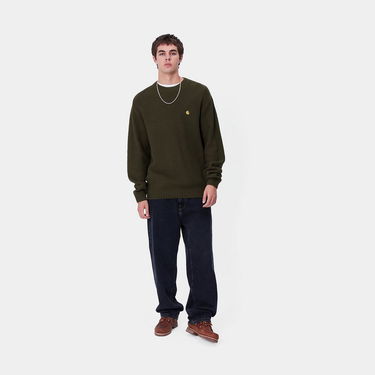 Пуловер Carhartt WIP Green Relaxed Fit Crewneck Knit Sweater Зелено | I033884_9, 1