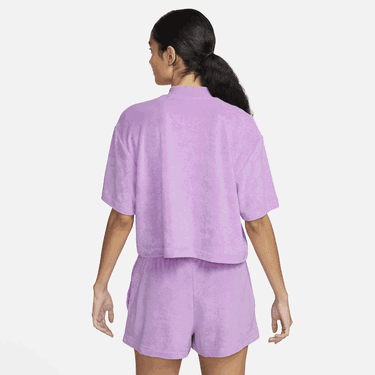 Съкратен топ Nike Cropped Terry Mock Neck Short Sleeve T-Shirt Лилаво | FJ4894-532, 1