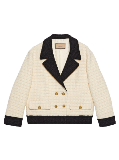 Яке Gucci Double-Breasted Tweed Jacket Бежово | 731310 ZAK59 9791