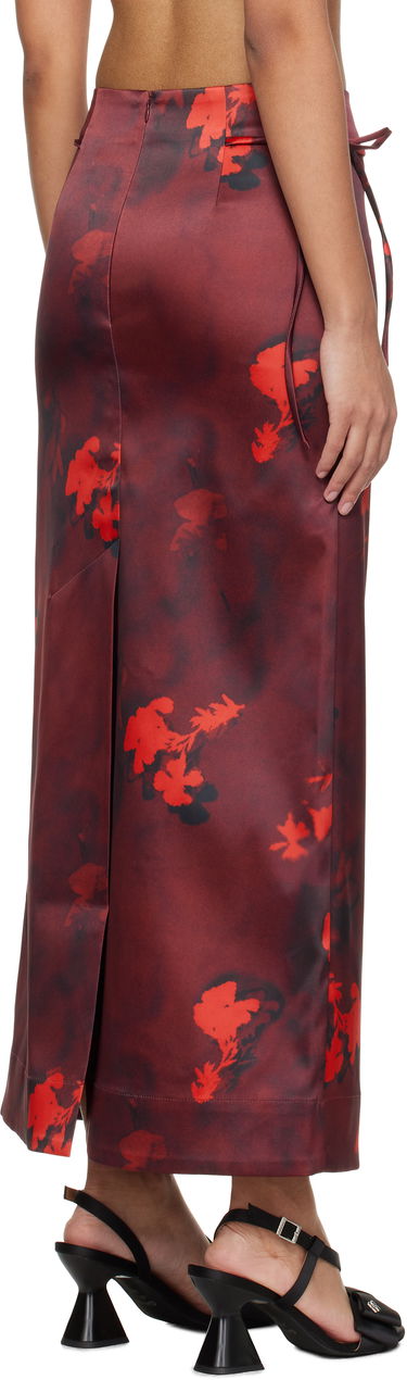 Пола GANNI Ganni Printed Satin Maxi Skirt Червено | W0012, 2