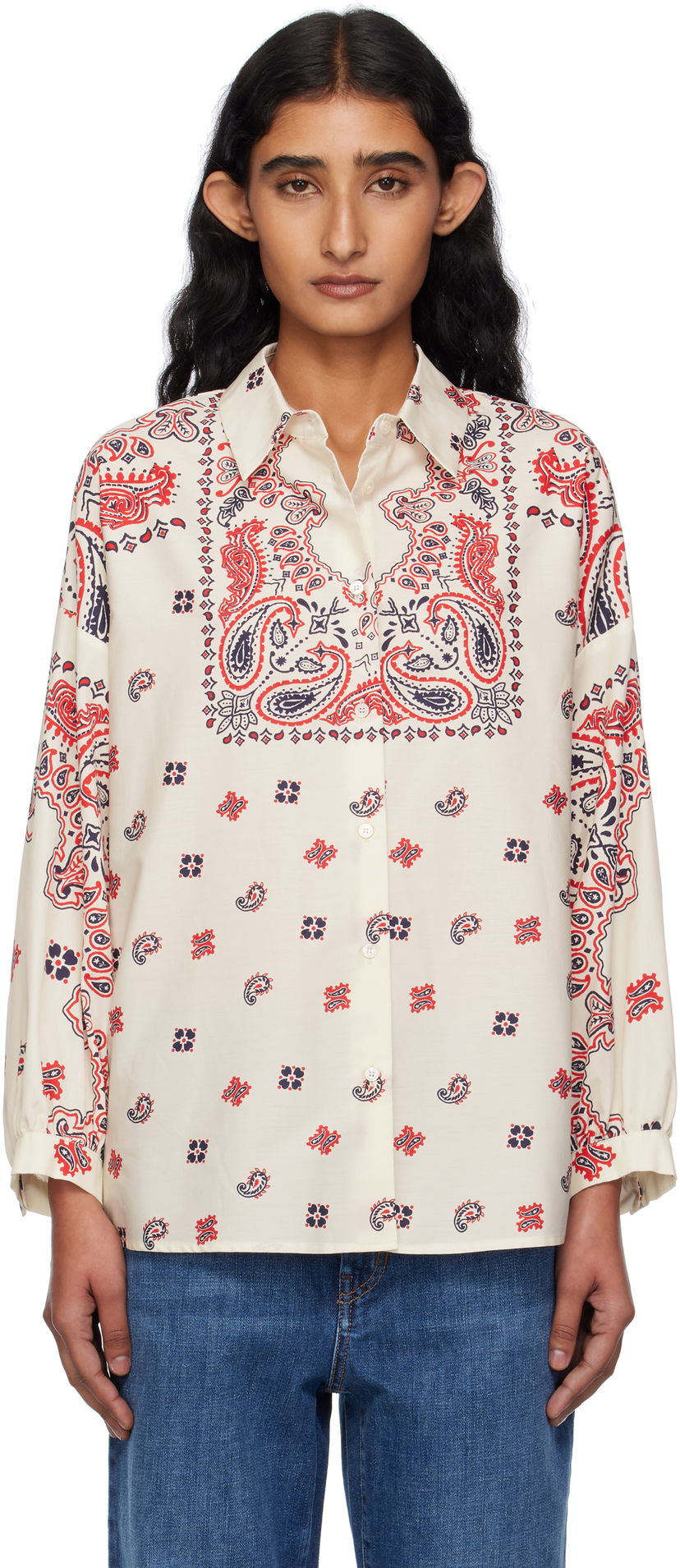 Риза Max Mara Weekend Max Mara Adda Paisley Print Shirt Бяло | 2525116021600