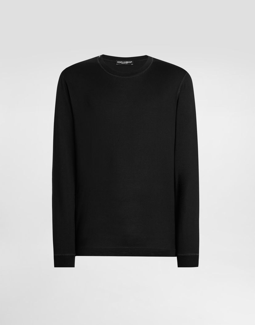 Тениска Dolce & Gabbana Dolce & Gabbana Long-Sleeve Cotton T-Shirt Черно | G8SX5TFU7EQN0000