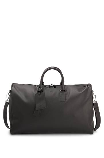Чанта за пътуване BOSS BECKHAM x BOSS Grained Leather Holdall with Address Tag Черно | 50549409, 0