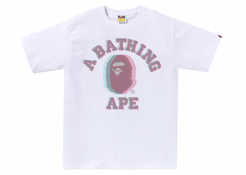 Тениска BAPE BAPE Glitch Art College Tee White Бяло | 1K30-110-051