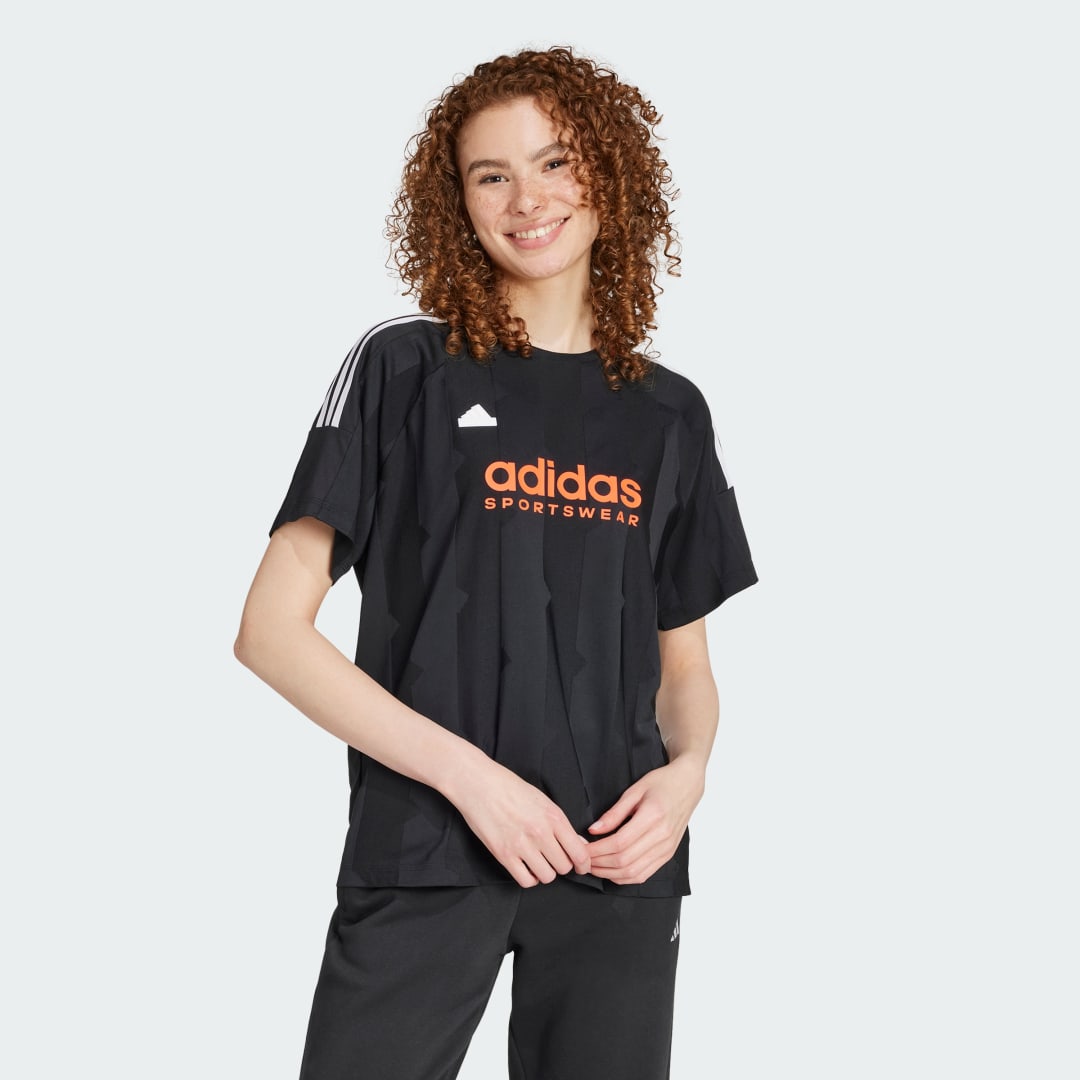 Тениска adidas Performance Tiro Cut Jacquard Boyfriend Tee Черно | IX3505, 0