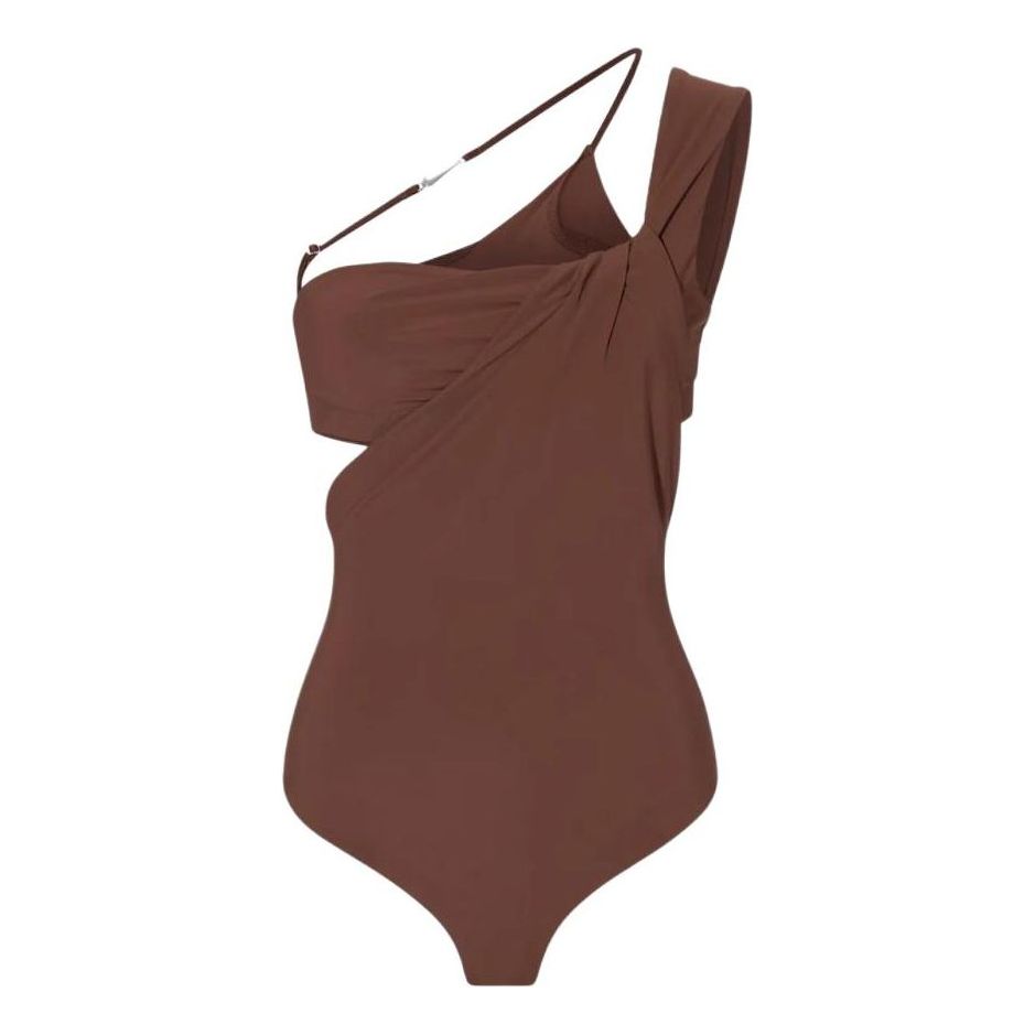 боди Nike One Shoulder Cut-Out Bodysuit Кафяво | FJ3284-259, 0