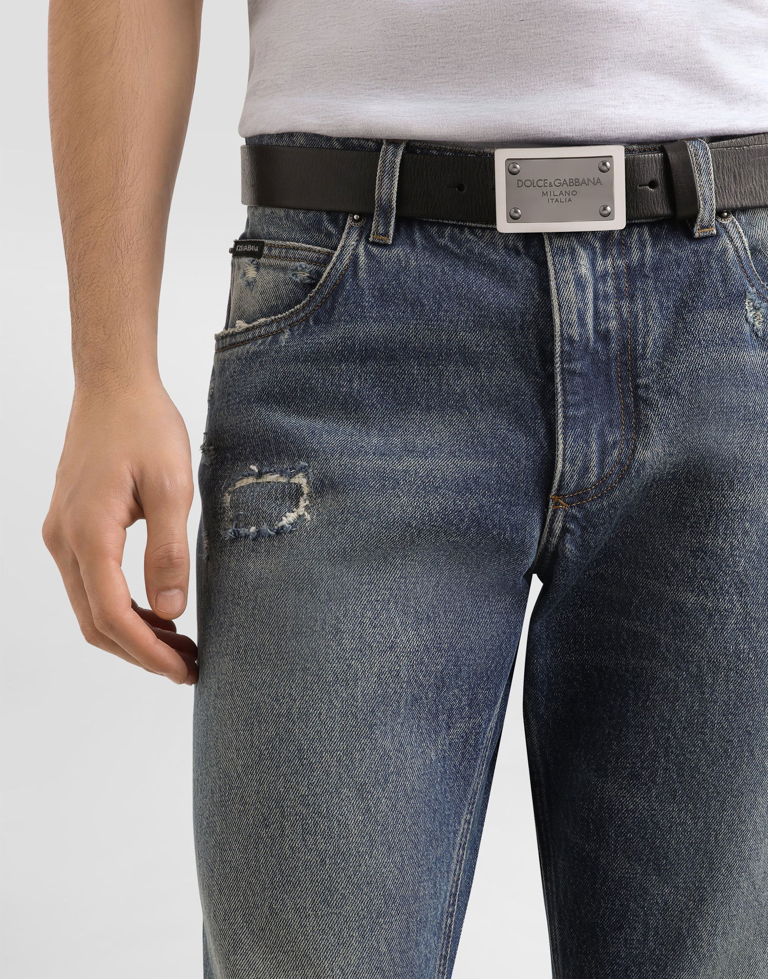 Дънки Dolce & Gabbana Dolce & Gabbana Regular Fit Distressed Jeans Синьо | GYJCCDG8NK1S9001, 1