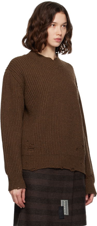 Пуловер Maison Margiela MM6 Maison Margiela Distressed Wool Sweater Бежово | S52HN0011 M13138, 4
