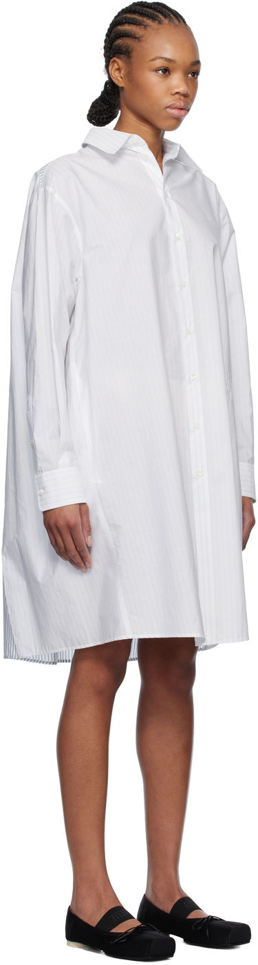 Pокля Maison Margiela MM6 Maison Margiela Spliced Striped Cotton Poplin Midi Shirt Dress Бяло | S52DD0059 M35252, 1