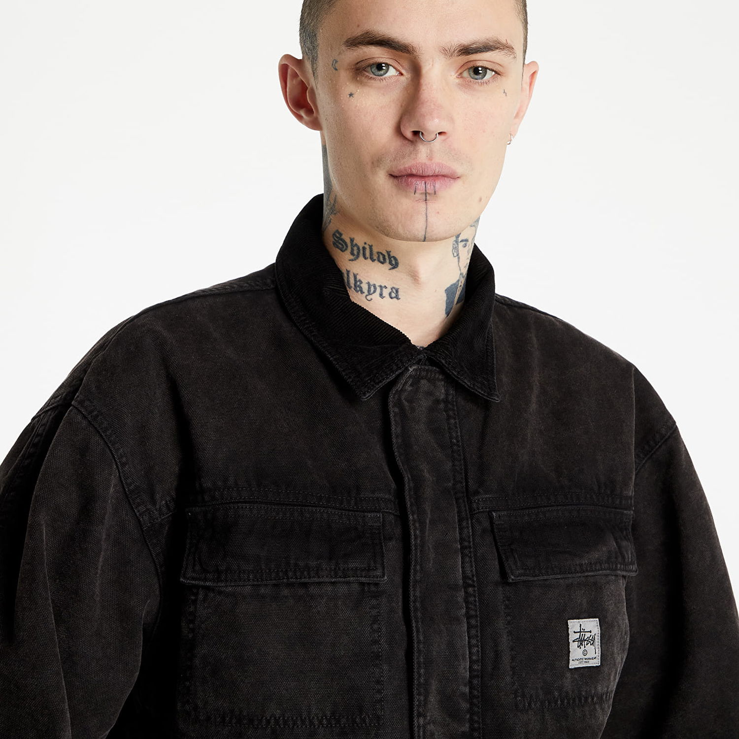 Яке Stüssy Washed Canvas Shop Jacket Черно | 115589 black, 1