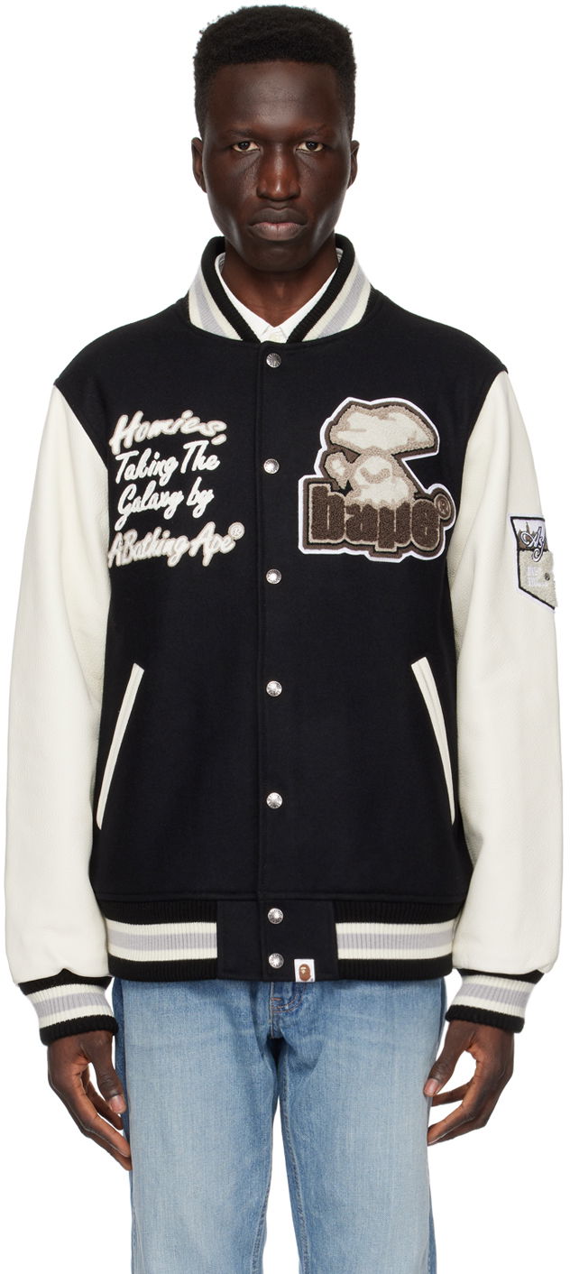 Яке бомбър BAPE Varsity Bomber Jacket Черно | 001HJJ801006M