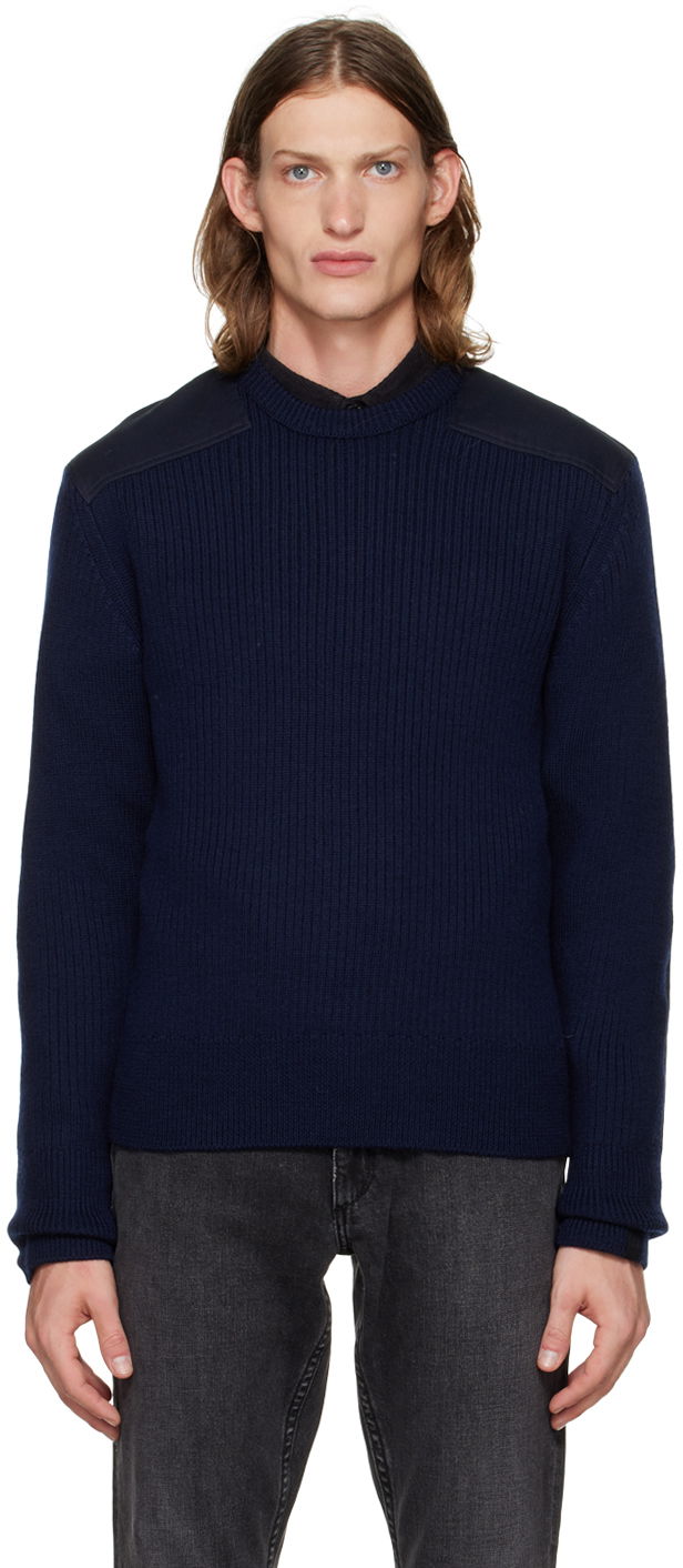 Пуловер rag & bone Rag & Bone Dexter Mixed Media Sweater Тъмно синьо | MBS22F017BW17, 0