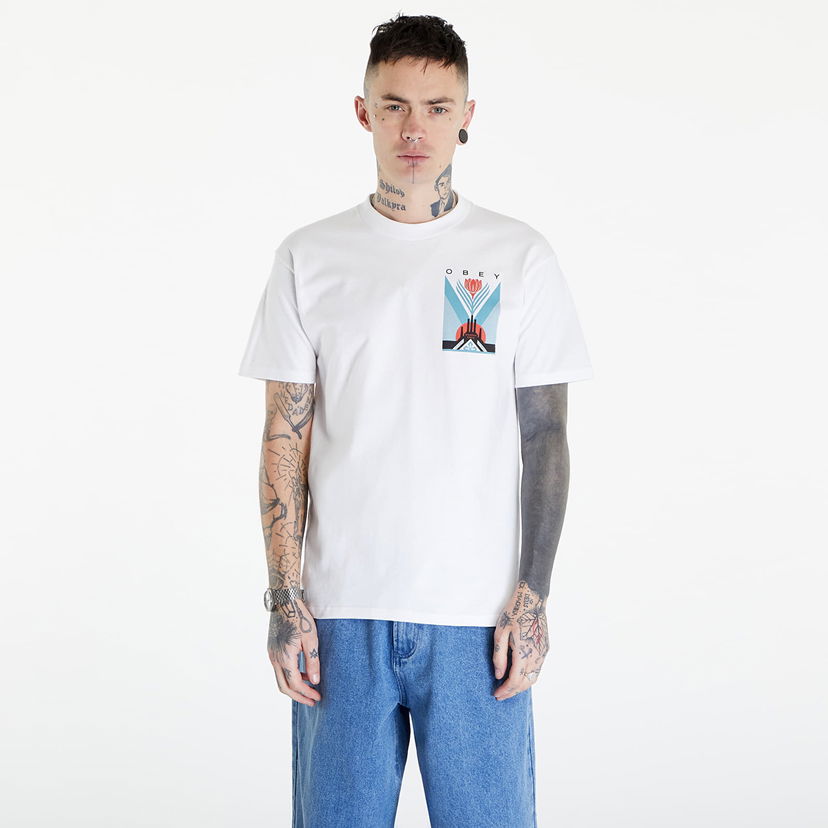 Тениска OBEY Green Power Factory T-Shirt Бяло | 165263780-WHT