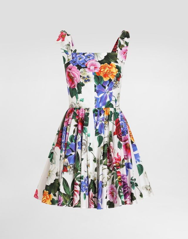 Dolce & Gabbana Rose-print Corset Pleated Dress