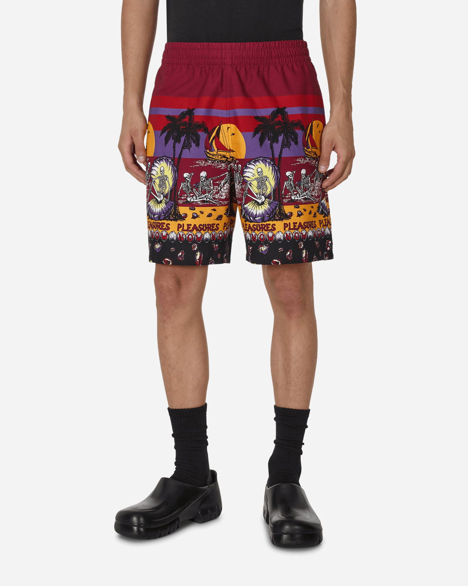 Къси панталони Pleasures Beach Short Бургунди | P23SU031 BURGUNDY, 1