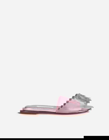 Кецове и обувки Dolce & Gabbana Flat Metallic Leather Monogram Slide Sandals Розово | D11032A54398M305, 0